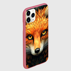 Чехол iPhone 11 Pro матовый Лис в стиле фолк-арт, цвет: 3D-малиновый — фото 2