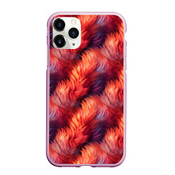 Чехол iPhone 11 Pro матовый Красный мех паттерн, цвет: 3D-розовый