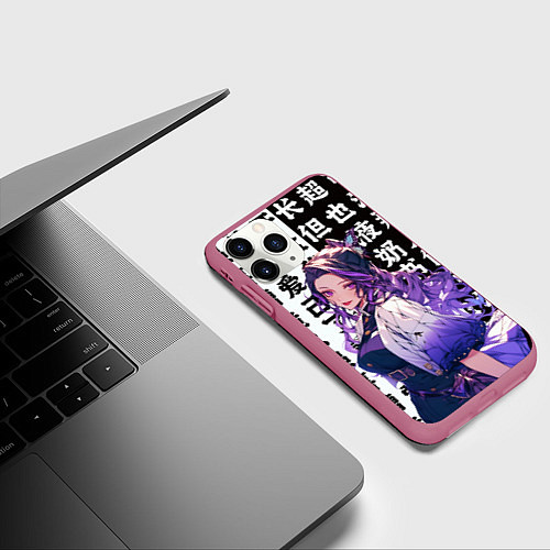 Чехол iPhone 11 Pro матовый Прекрасная Шинобу Кочо / 3D-Малиновый – фото 3