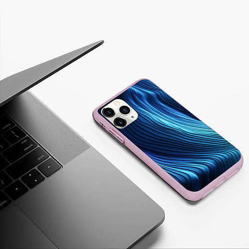 Чехол iPhone 11 Pro матовый Трехмерные волны / 3D-Розовый – фото 3