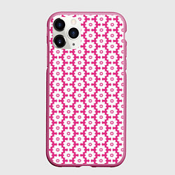 Чехол iPhone 11 Pro матовый Цветочный розовый паттерн, цвет: 3D-малиновый
