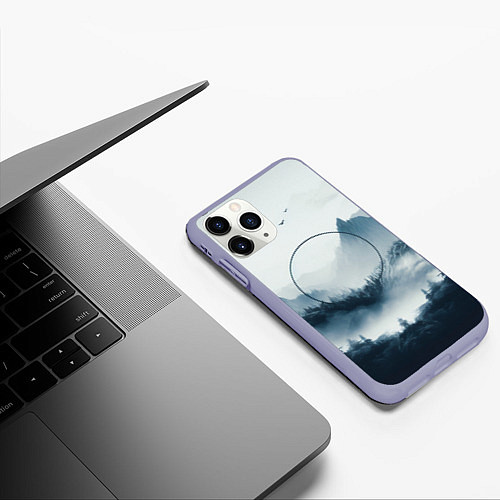 Чехол iPhone 11 Pro матовый Утренние горы / 3D-Светло-сиреневый – фото 3