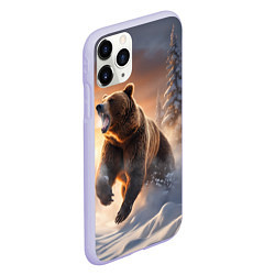 Чехол iPhone 11 Pro матовый Бурый медведь в лесу, цвет: 3D-светло-сиреневый — фото 2