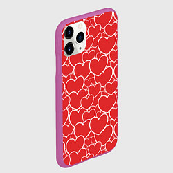 Чехол iPhone 11 Pro матовый Сердечки любви, цвет: 3D-фиолетовый — фото 2