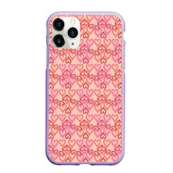 Чехол iPhone 11 Pro матовый Уют сердец, цвет: 3D-светло-сиреневый