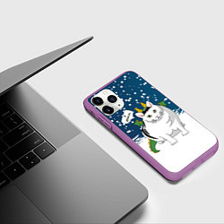 Чехол iPhone 11 Pro матовый Я дракон - кот, цвет: 3D-фиолетовый — фото 2