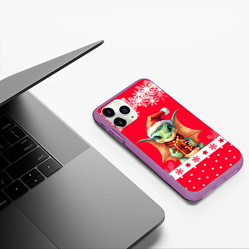Чехол iPhone 11 Pro матовый Дракон с подарком - 2024 / 3D-Фиолетовый – фото 3