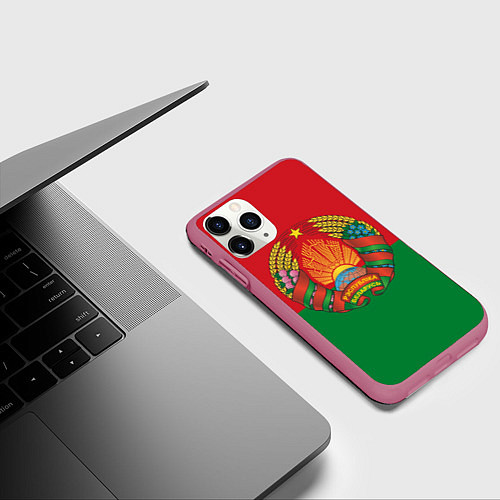 Чехол iPhone 11 Pro матовый Республика Беларусь / 3D-Малиновый – фото 3