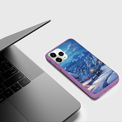 Чехол iPhone 11 Pro матовый Предновогоняя ночь, цвет: 3D-фиолетовый — фото 2