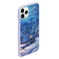 Чехол iPhone 11 Pro матовый Предновогоняя ночь, цвет: 3D-светло-сиреневый — фото 2