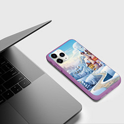 Чехол iPhone 11 Pro матовый Новогодний городок, цвет: 3D-фиолетовый — фото 2