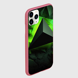 Чехол iPhone 11 Pro матовый Зеленые треугольники, цвет: 3D-малиновый — фото 2