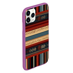 Чехол iPhone 11 Pro матовый Этнический принт в полоску, цвет: 3D-фиолетовый — фото 2