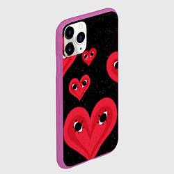Чехол iPhone 11 Pro матовый Космические сердца, цвет: 3D-фиолетовый — фото 2