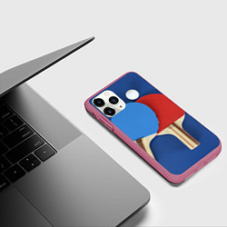 Чехол iPhone 11 Pro матовый Теннисные ракетки, цвет: 3D-малиновый — фото 2