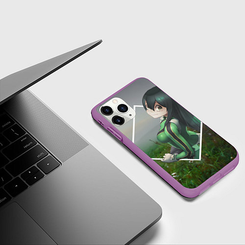 Чехол iPhone 11 Pro матовый Моя геройская академия Цую Асуи / 3D-Фиолетовый – фото 3