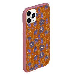 Чехол iPhone 11 Pro матовый Цветы в поле коричневый цвет, цвет: 3D-малиновый — фото 2