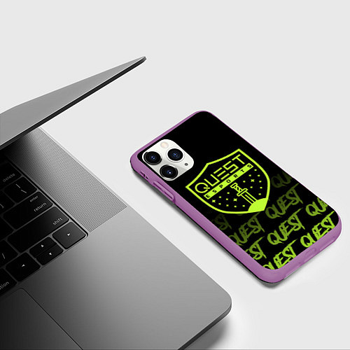 Чехол iPhone 11 Pro матовый Quest esports / 3D-Фиолетовый – фото 3