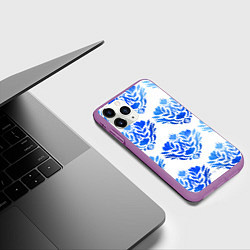 Чехол iPhone 11 Pro матовый Floral pattern - watercolor, цвет: 3D-фиолетовый — фото 2