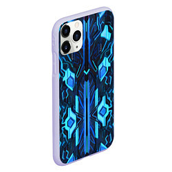 Чехол iPhone 11 Pro матовый Киберпанк неоновая броня синяя, цвет: 3D-светло-сиреневый — фото 2