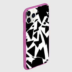 Чехол iPhone 11 Pro матовый Абстрактная чёрно-белая композиция, цвет: 3D-фиолетовый — фото 2