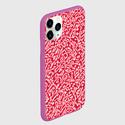 Чехол iPhone 11 Pro матовый Белые узоры на красном фоне, цвет: 3D-фиолетовый — фото 2