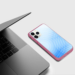 Чехол iPhone 11 Pro матовый Абстракция с голубыми кругами, цвет: 3D-малиновый — фото 2