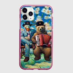 Чехол iPhone 11 Pro матовый Русский медведь Винсента Ван Гога, цвет: 3D-малиновый