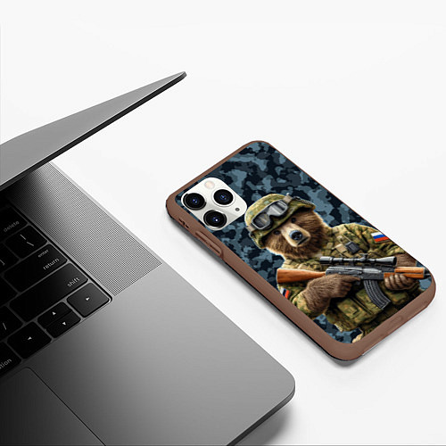 Чехол iPhone 11 Pro матовый Снайпер русский медведь / 3D-Коричневый – фото 3