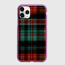 Чехол iPhone 11 Pro матовый Красно-зелёная шотландская клетка, цвет: 3D-фиолетовый