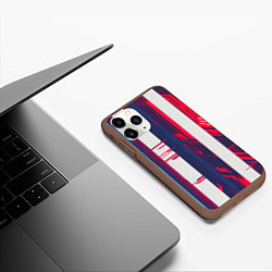 Чехол iPhone 11 Pro матовый Киберпанк глитч синий и красный, цвет: 3D-коричневый — фото 2