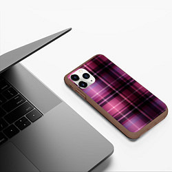 Чехол iPhone 11 Pro матовый Фиолетовая шотландская клетка, цвет: 3D-коричневый — фото 2
