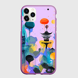 Чехол iPhone 11 Pro матовый Фантазийный японский паттерн, цвет: 3D-фиолетовый
