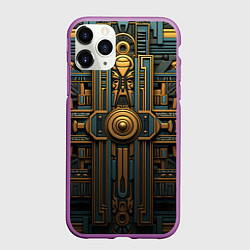 Чехол iPhone 11 Pro матовый Симметрический узор в египетском стиле, цвет: 3D-фиолетовый