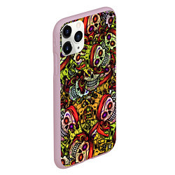 Чехол iPhone 11 Pro матовый Череп пират с короной паттерн, цвет: 3D-розовый — фото 2