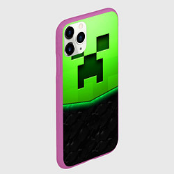 Чехол iPhone 11 Pro матовый Майнкрафт крипер, цвет: 3D-фиолетовый — фото 2