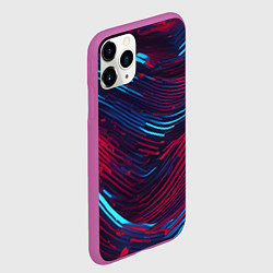 Чехол iPhone 11 Pro матовый Волнистые линии красные и синие, цвет: 3D-фиолетовый — фото 2