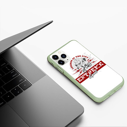 Чехол iPhone 11 Pro матовый Extreme sport / 3D-Салатовый – фото 3
