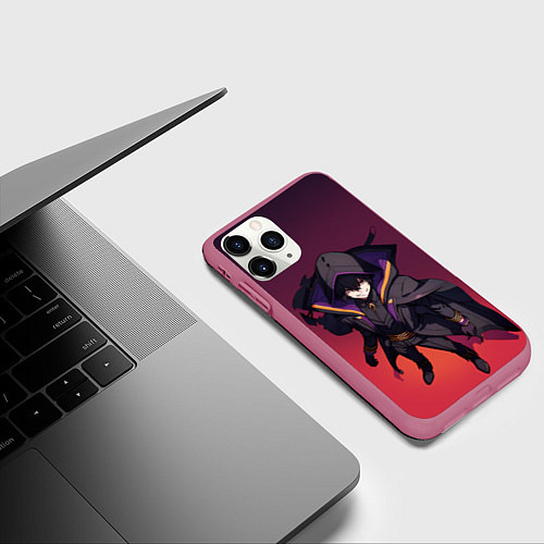 Чехол iPhone 11 Pro матовый Господин Тень / 3D-Малиновый – фото 3