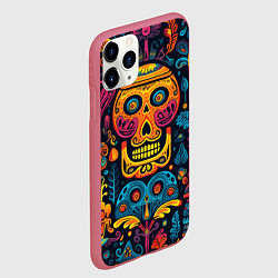Чехол iPhone 11 Pro матовый Узор в мексиканском стиле, цвет: 3D-малиновый — фото 2