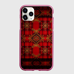 Чехол iPhone 11 Pro матовый Красная шотландская клетка royal stewart, цвет: 3D-малиновый