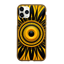 Чехол iPhone 11 Pro матовый Желто-черный узор в африканском стиле, цвет: 3D-коричневый