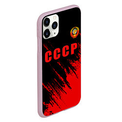 Чехол iPhone 11 Pro матовый СССР герб брызги красок, цвет: 3D-розовый — фото 2