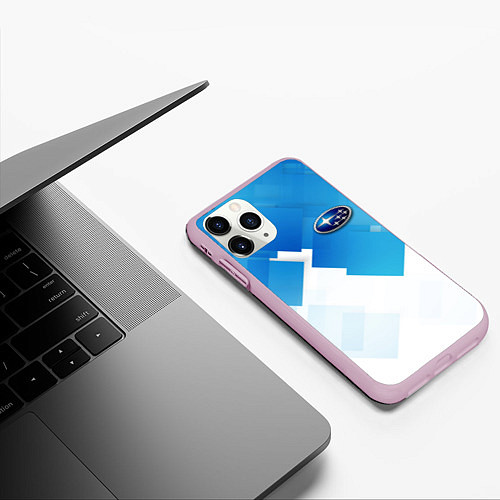 Чехол iPhone 11 Pro матовый Subaru art / 3D-Розовый – фото 3