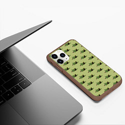 Чехол iPhone 11 Pro матовый Черный кот в гирлянде уронил елку, цвет: 3D-коричневый — фото 2