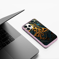 Чехол iPhone 11 Pro матовый Абстрактный узор в викингском стиле, цвет: 3D-розовый — фото 2