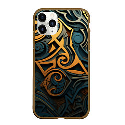 Чехол iPhone 11 Pro матовый Абстрактный узор в викингском стиле, цвет: 3D-коричневый