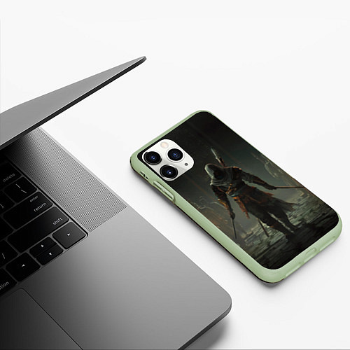Чехол iPhone 11 Pro матовый Герой assassins creed jade / 3D-Салатовый – фото 3