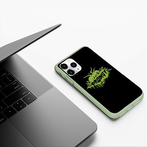 Чехол iPhone 11 Pro матовый The Prodigy green spider / 3D-Салатовый – фото 3