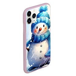 Чехол iPhone 11 Pro матовый Большой снеговик, цвет: 3D-розовый — фото 2